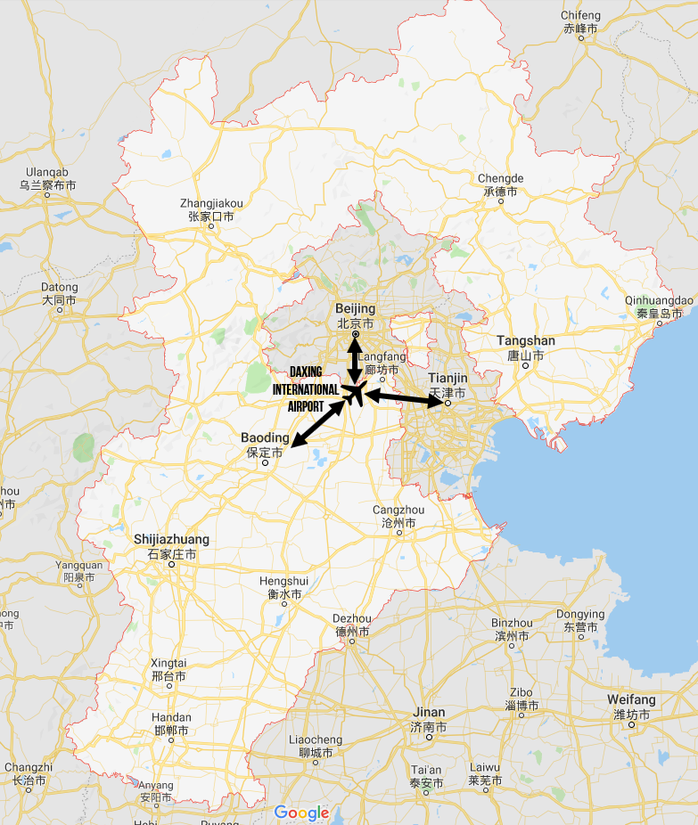 central position of airport in jingjinji